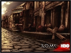 wazony, stare, droga, Rome, budynki